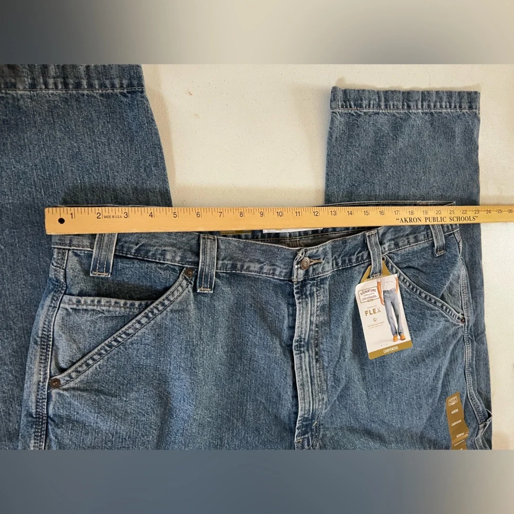 Signature by Levi Strauss Relaxed Blue Denim Wide Leg Jeans Size 42x32